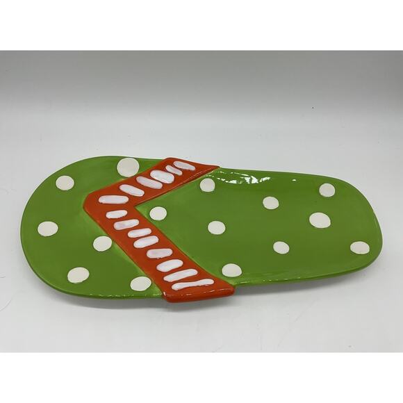 MSC Mainstreet Collection Flip Flop Platter Hand Painted 17 Inch Serving Tray - Picture 1 of 7